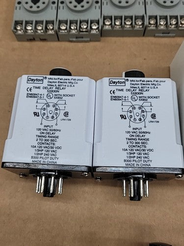 12x Dayton 5X830F Solid State Time Delay Relay On-Delay Timer with Socket Mounts