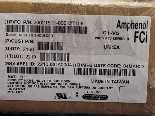 ~2k Amphenol 1P20021511-00012T1LF HD VT TH SHOULDED CONN HEADER SMD 12POS 1.27MM