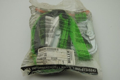 MILLER 612230026523  6' Backbiter Tie Back Lanyard W-Snap Hooks, Green, New