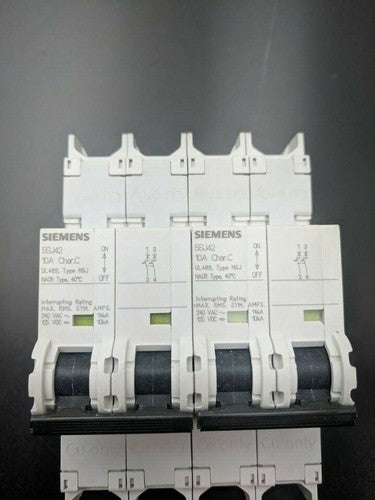 Lot of 2 Siemens 5SJ42, 2-Pole 10A 125VDC 240 VAC Circuit Breakers