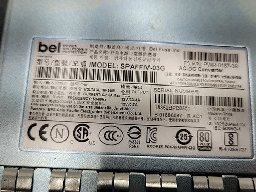 F5 Networks PWR-0187-08 AC Power Supply 400W SPAFFIV-03G F5 2000S 4000S