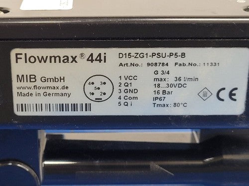 MiB GmbH Flowmax 44i PPSU Ultrasonic Flowmeter 908784 16 BAR IP67