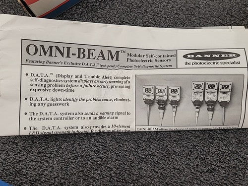 Banner Engineering Omni-Beam OSBF Photoelectric Sensor Head 27083 Glass Fiber