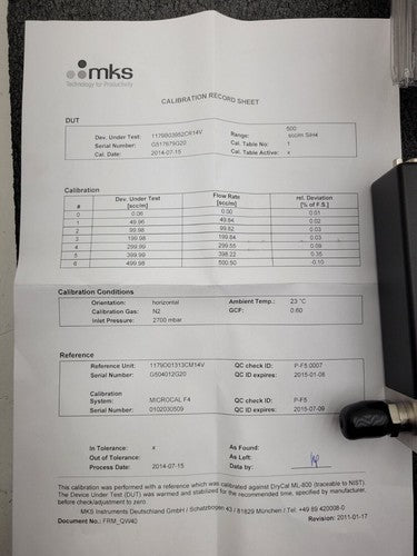 MKS 1179B03952CR14V Mass-Flo Mass Flow Controller 500 SCCM SiH4 Working Pull