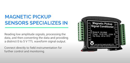 Dycor Magnetic Pickup Signal Conditioner 100-0649 10-30VDC 4 Channel DIN Rail