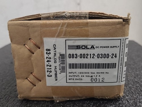 Sola DC Power Supply 83-24-212-3 083-00212-0300-24 Input 120/240VAC Output 24VDC