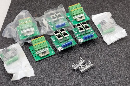 Lot of 7 USB Micro Breakout Board RJ45 Terminals DIN Rail Clips BRKLD15HDF-SG