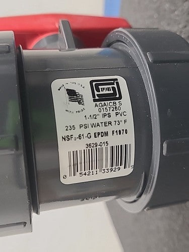 Spears 3629-015 PVC Ball Valve 1-1/2" IPS EPDM F1070 NSF-61 G 20RK57