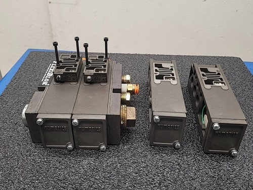 Numatics FlexiBlok Pneumatic 4 Valve Air Solenoid Manifold Block Assembly