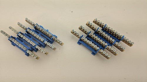 Lot of 2 DIN Rail Mount Brass Ground Grounding Strip 15x 4AWG Copper Wire