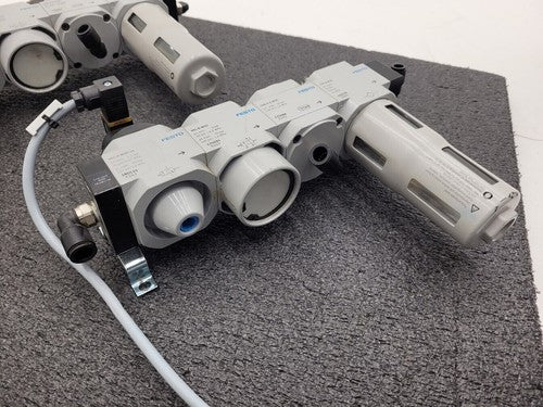 Lot of 2x Festo Air Pneumatic Solenoid On/Off Piston Gate Shut Off + Lubricator