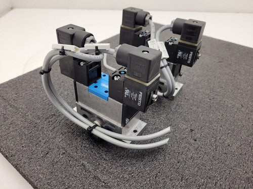 2x Festo Dual Pneumatic Valve Block JMN1DH-5/2- D-1-S-C 159717 -13-230 psi INPUT