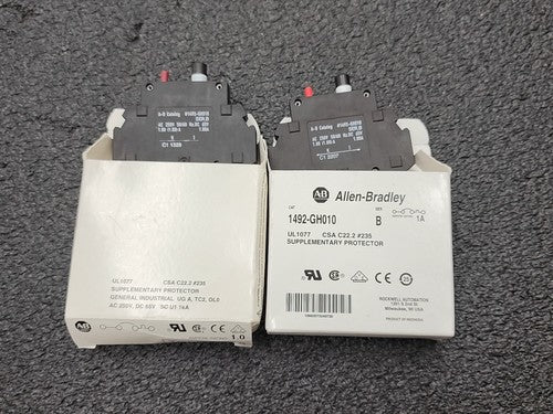 2x New Allen Bradley 1492-GH010 Supplementary Protector Ser B 1A Circuit Breaker