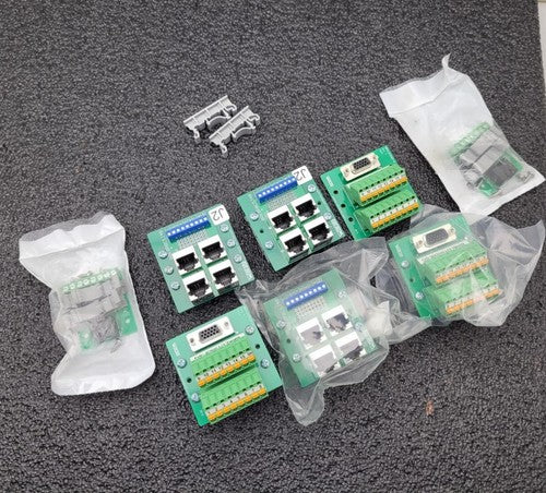 Lot of 7 USB Micro Breakout Board RJ45 Terminals DIN Rail Clips BRKLD15HDF-SG