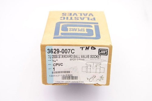 Spears 3629-007C 3/4" CPVC TU 2000 Standard Ball Valve Socket - New In Box