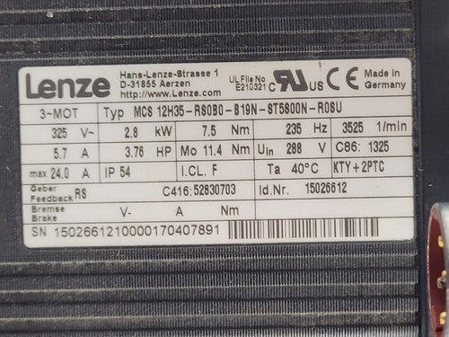 Lenze MCS-12H35-RS0B0-B19N-ST5S00N-R0SU Servo Motor Bonfiglioli A302 Gearhead