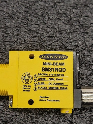 Banner SM31RQD Mini-Beam Photoelectric Receiver Sensor 10-30VDC Quick Disconnect