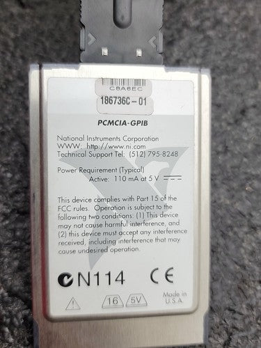 National Instruments PCMCIA-GPIB Interface Card with Latching Cable