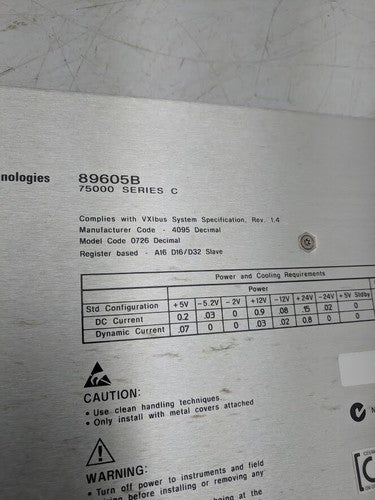HP Agilent 89605B Input/Calibration Vector Signal Module 75000 Series C VXI