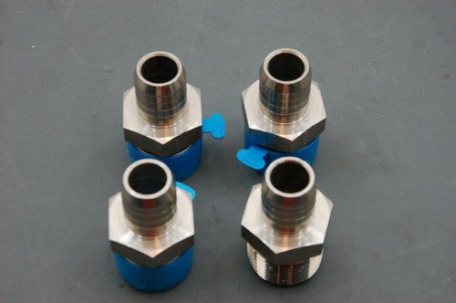 SSP Push-On Barb Male SS Pipe Connector 33mm Threads by 22mm Hose Lot of 4