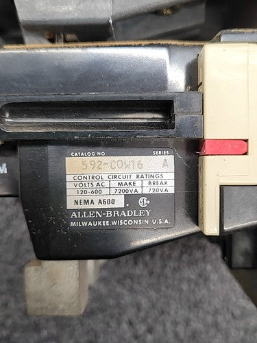 Allen Bradley 509-CUD Motor Starter Size 2 with 592-COW16 Overload Relay Series