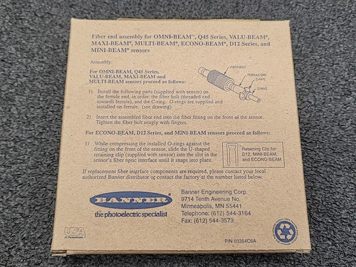 Banner 03354C6A Fiber End Assembly for Omni Beam Q45 Valu Beam Sensors IA23S