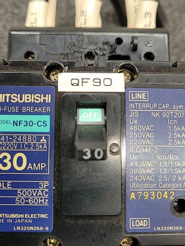 Mitsubishi NF30-CS Circuit Breaker Lot 220V AC w/ CP-C BAC102105 Breaker