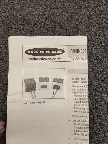 Banner OSBFX Omni-Beam Photoelectric Sensor Fiber Optic 27072
