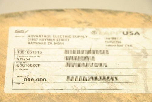 Lapp U501602CP 16AWG 2-Conductor Foil-Braid Shield, 600V, 200Ft. Partial Roll