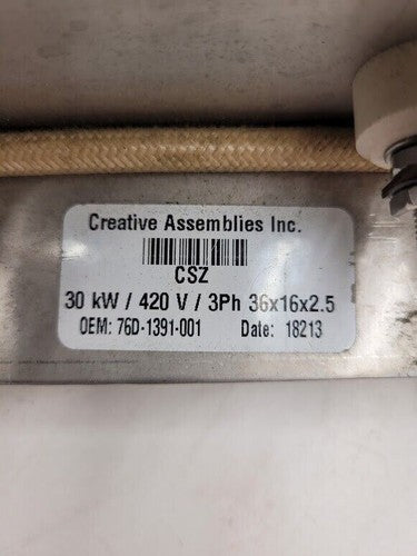 Cincinanati Sub Zero / Creative Assemblies 30kW 420V 3Ph Air Heater 36"x16"x2.5"