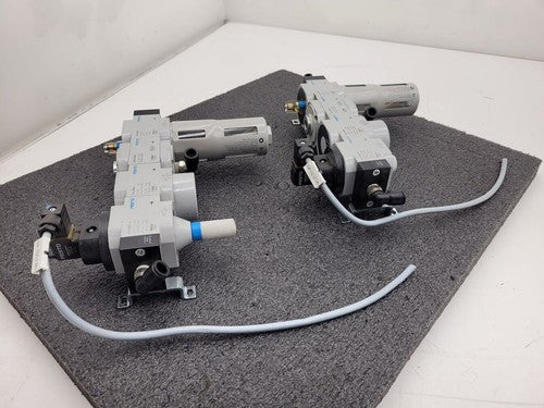 Lot of 2x Festo Air Pneumatic Solenoid On/Off Piston Gate Shut Off + Lubricator