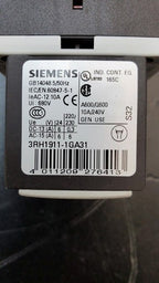 SIEMENS SIRIUS 3RH1140-1BB40 Contactor E05 w/ 3RH1911-1GA31 Auxiliary Contact