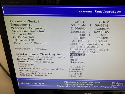 Intel Server System S2600WF 1U Rackmount LFF 2x Xeon Gold 6140 16GB Ram Unit E