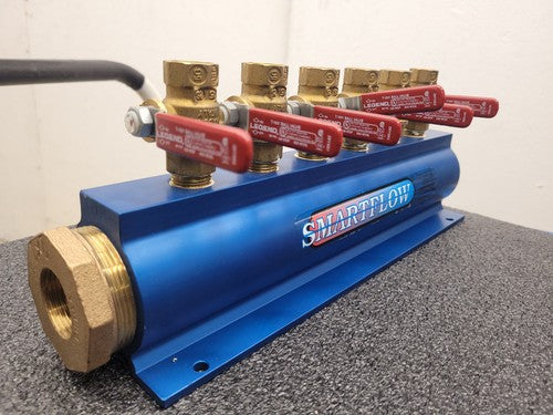 Lot of 2x Burger & Brown 2" Smartflow Aluminum Manifolds 6 port 1/2" Ball Valves