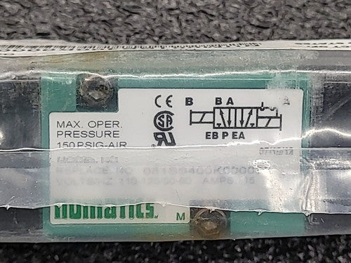 Numatics NUM081SS400K000030 Mark 8 Solenoid Air Control Valve 4-Way/2-Position