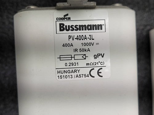 4 Bussmann PV-400A-3L 400A gPV Photovoltaic Fuses with Holders & Terminal Covers