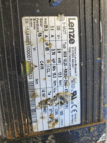 Lenze Servo Gearmotor Gear Box Motor MCS 12L20-R80B0 3.75HP GFL07-2S HDR 12LC20
