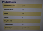 Ace Roto-Mold NSF 3.5 Gallon White Cylinder Conical Bottom Tank SP003.5SWOS