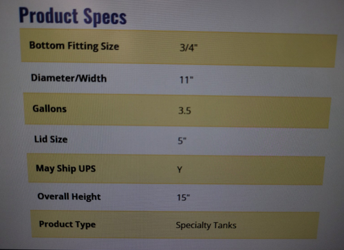 Ace Roto-Mold NSF 3.5 Gallon White Cylinder Conical Bottom Tank SP003.5SWOS