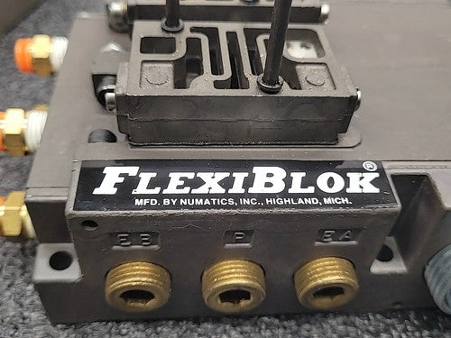 Numatics FlexiBlok Pneumatic 4 Valve Air Solenoid Manifold Block Assembly