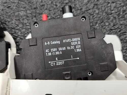 2x New Allen Bradley 1492-GH010 Supplementary Protector Ser B 1A Circuit Breaker
