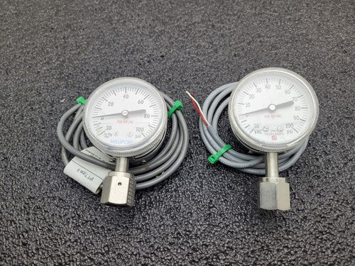 Lot of 2x Millipore & Span Pressure Gauge Type 9 IPT 122 11.5-28VDC 20mA