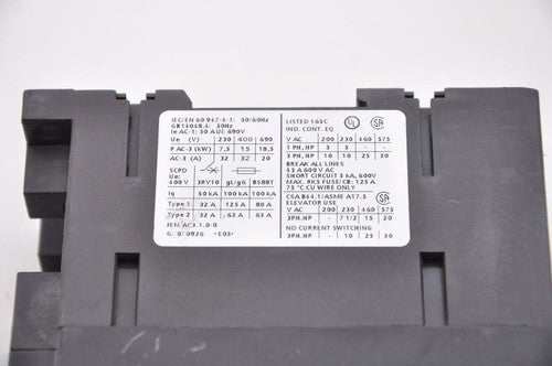 Siemens 3RT1034-1QB44-3MA0 24VDC Coil Magnetic Contactor