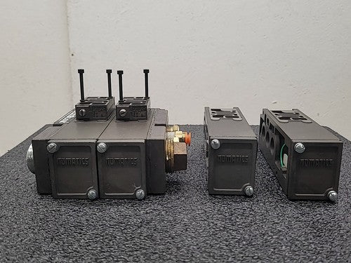 Numatics FlexiBlok Pneumatic 4 Valve Air Solenoid Manifold Block Assembly