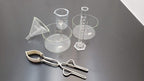 Lot of Pyrex Kimax VWR Borosilicate Glass Cylinder, Beaker, Funnel, Dish, Tongs