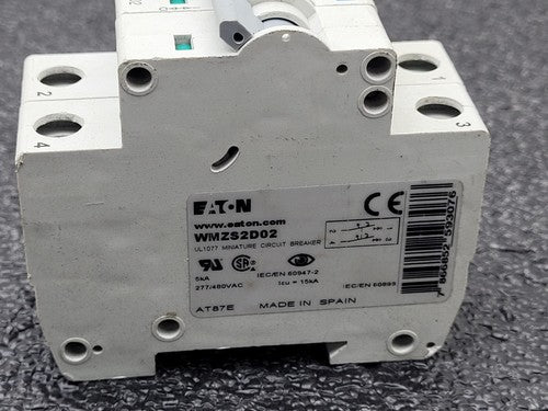 Lot of 10 Eaton Cutler Hammer WMZS2D02 Miniature Circuit Breaker 2A 5kA Type D