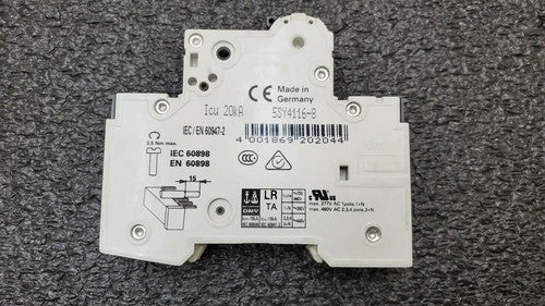 SIEMENS 5SY41 MCB D16 Single Pole CIRCUIT BREAKER / 5SY4116-8 / ~230-400V / 5A