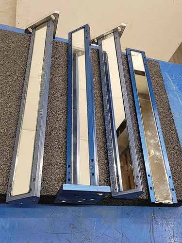 16"x1.75" Blue Anodized Aluminum Light Curtain 90 degree Mirror set of 3 Frames