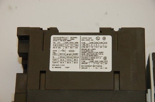 Siemens 3RT1034-1Q..4-3MA0 24VDC Coil Magnetic Contactor, 3RH1924-1GP11