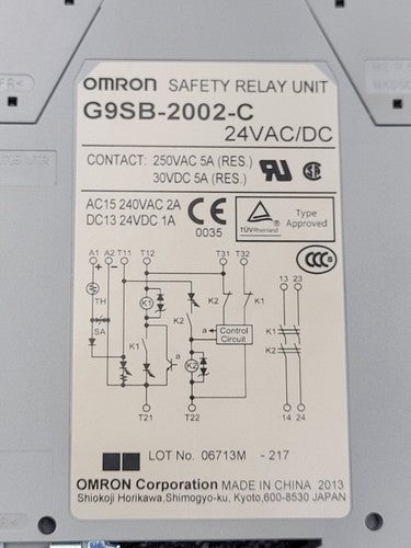 Omron G9SB-2002-C Safety Relay Unit 24 VAC / VDC DIN Rail Mount